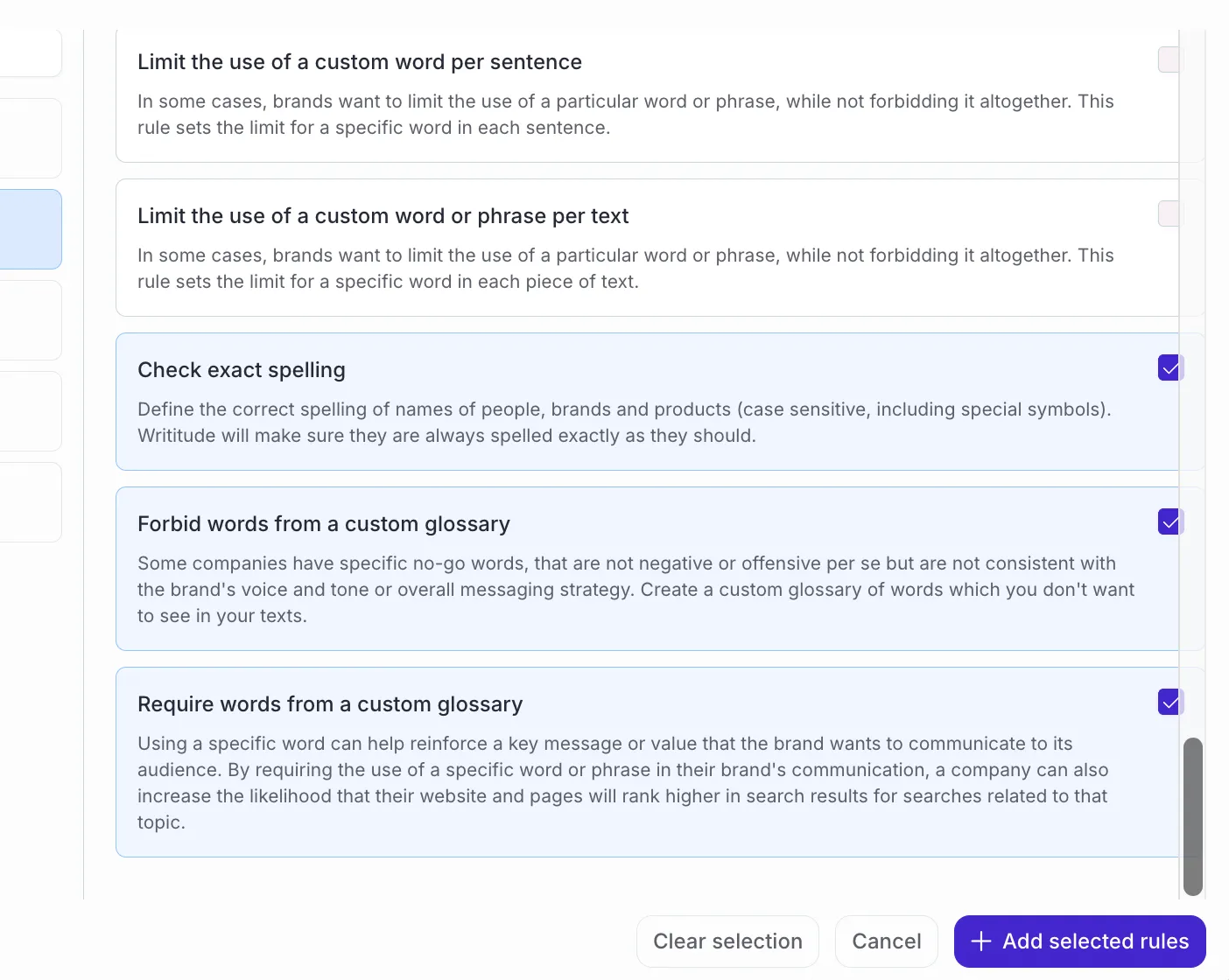 A screenshot of the Writitude interface for: PR and comms