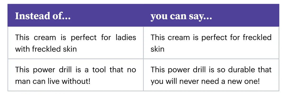 Avoid gender-specific terms