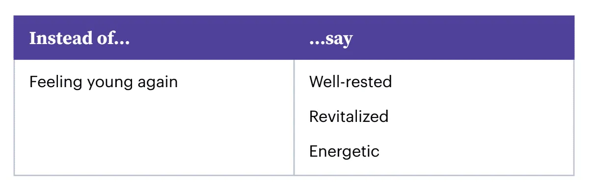 Alternative to saying "Feeling young again"