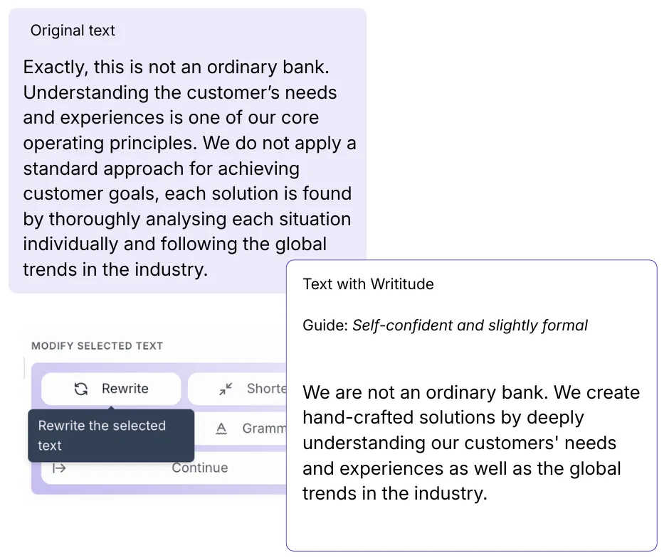 Writitude for Banking and fintech